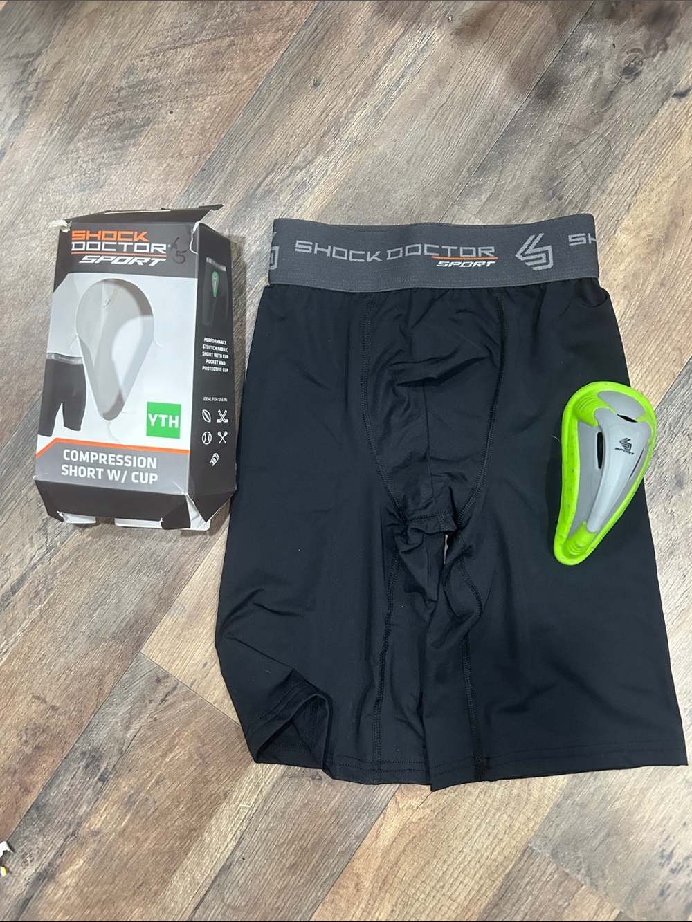 Shock Doctor Sport Compression Shorts in Black with Orange Trim